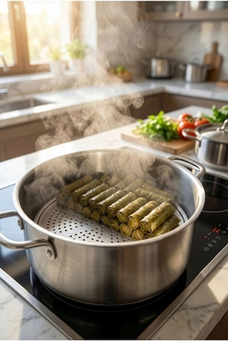 2'li Pratik Paslanmaz Dolma Sarma Pişirme Aparatı Sarma Pişirme Aparatı Gri