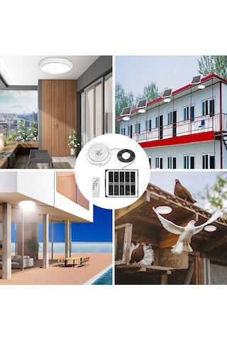 Lemestar Güneş Enerjili Tavan Lambası 60w 50 Led, Uzaktan Kumanda, 3-5-8 Saat Zamanlama, 5m Kablolu, Balkon/ev/çatı İçin