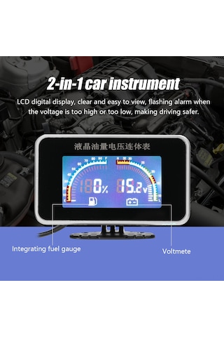 Yifomall Siyah Plastik Yakıt Göstergesi Ve Voltmetre -40 C'den 50 C'ye Çalışma Sıcaklığı