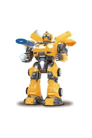Toycraft Sarı Ok Atan 40 Cm Uzaktan Kumandalı Pilli Işıklı Ve Sesli Robot Ürün Dönüşmez Sarı