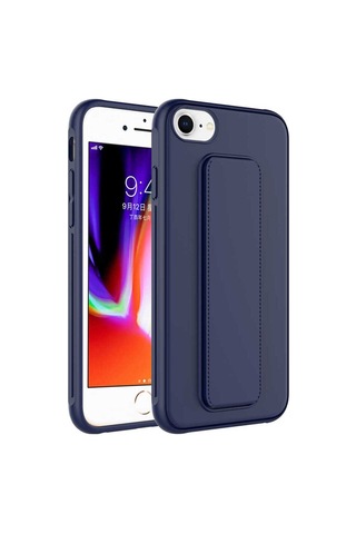 Apple Uyumlu iPhone 8 Kılıf Zore Qstand Kapak Lacivert