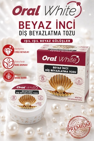 Oral White Premium Series Beyaz İnci Diş Beyazlatma Tozu 50 Gr İnci Tozu