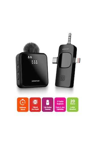 Polosmart Pbs159 Kablosuz Yaka Mikrofonu Siyah