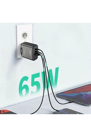 65w Hızlı Şarj Edebilen Type C Uçlu Şarj Aleti Çok Renkli