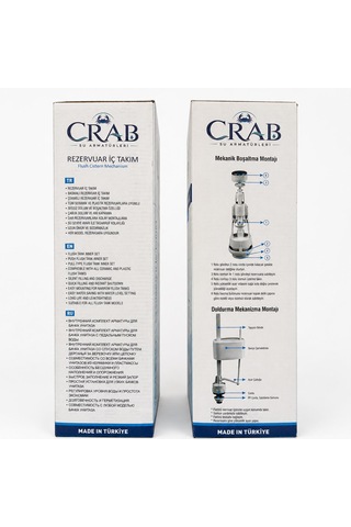 Crab Standart Basmalı Rezervuar Sifon İç Takımı Evrensel Uyumlu Kolay Montaj Beyaz