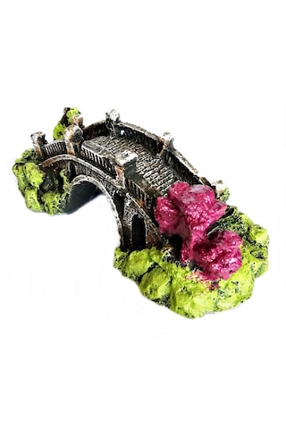 Taş Köprü Akvaryum Dekoru 16 Cm - Fuşya