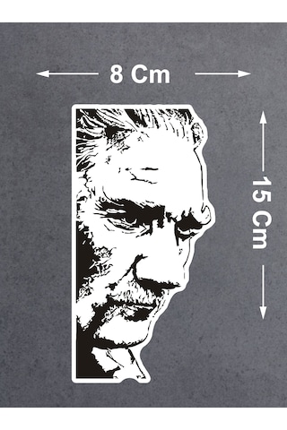 Mustafa Kemal Atatürk Sticker - Atatürk Silüet Sticker - Araba Oto Cam Motosiklet Karavan Sticker - 00018 15x8 Cm