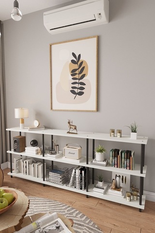 Çevir Kur 200 Cm Beyaz Raflı Konsol 200 75 29 Cm Beyaz