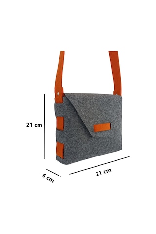 Kız Çocuk Omuz Çantası Keçe Sağlıklı Dikişsiz Etkinlik Günlük Çanta Gri-turuncu Gri