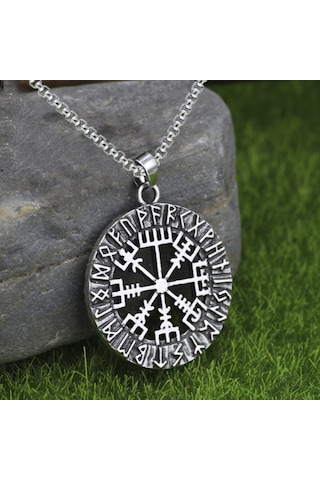 Chavin Viking Rune Viking Odin Sembol Çelik Kolye Ds70
