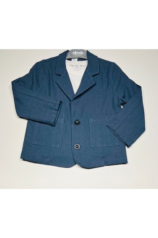 Ceketli 3 Lü Erkek Çocuk Lacivert Takım Elbise Keten Pamuk Karışımlı Ceket Pantalon Tişört Lacivert