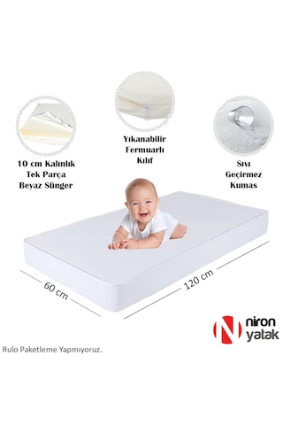 Sıvı Geçirmez Bebek Yatağı - 60x120 Cm Yıkanabilir Kılıflı Yatak