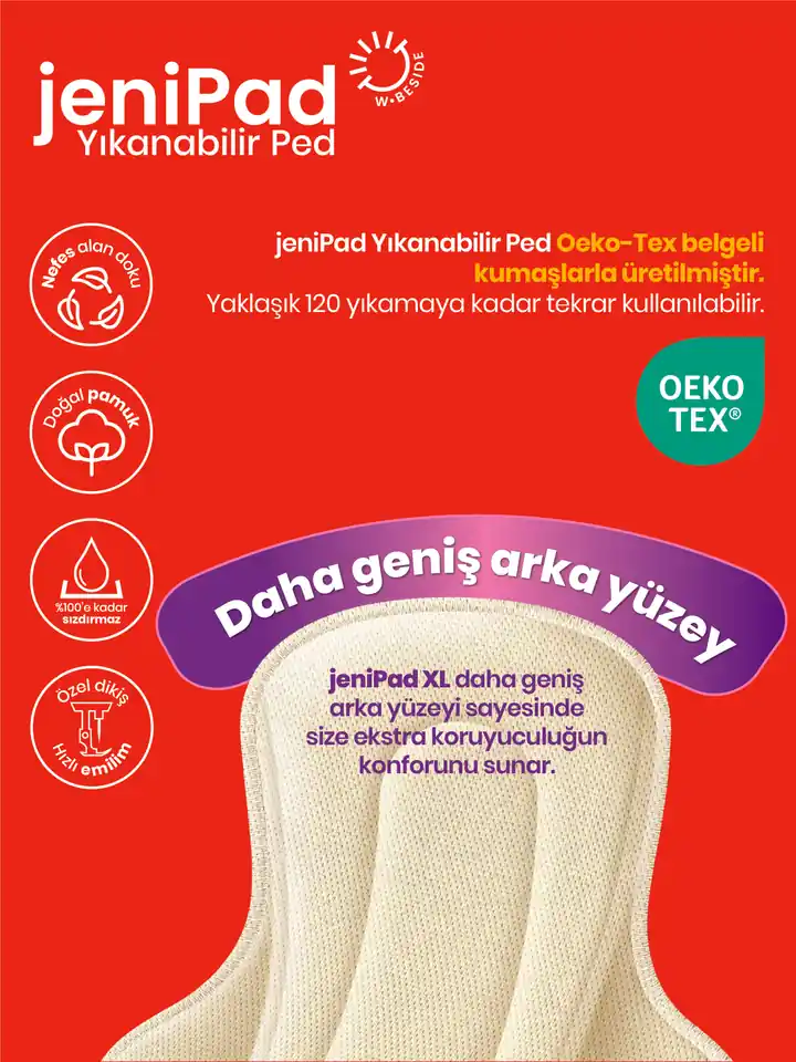 Yıkanabilir Kadın Pedi Ultra Emici Sızdırmaz Xl Beyaz 2 Adet