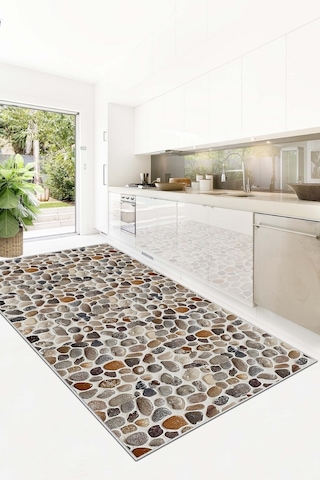 West Home Dijital Baskı Yıkanabilir Kaymaz Taban Leke Tutmaz Bej Mutfak Halısı Salon Halısı Ve Yolluk Wh 490 Beige