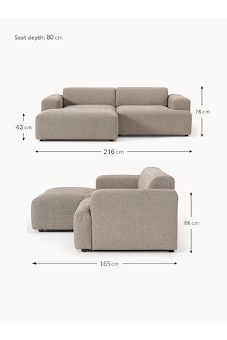 Most Mollista 2 Modül Sol Köşe Koltuk 10 Kahverengi Keten Kumaş Y