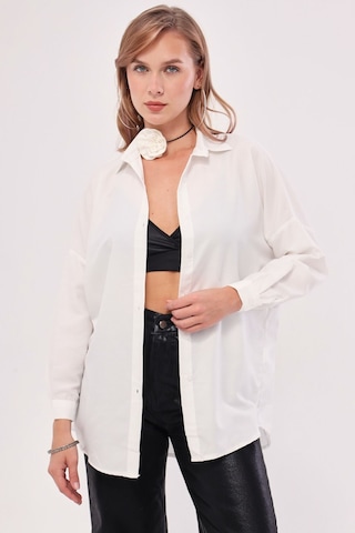 Armonika Kadın Ekru Oversize Uzun Basic Gömlek Arm-22y001118