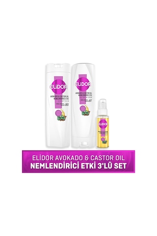 Elidor Avokado ve Castor Oil Nemlendirici Etki Saç Bakım Seti