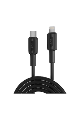 Juo JCBS272-B 27w Usb Type-c To Lightning Apple Uyumlu iPhone - iPak Silikon Hızlı Şarj Ve Data Kablosu Siyah 2 Metre