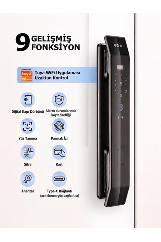 Onloi / Yüz Tanımlama Özellikli Akıllı Kapı Kilidi Ok0320
