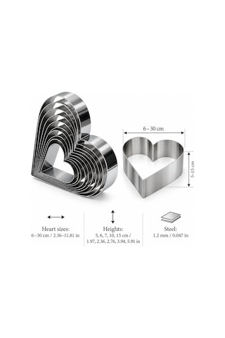 Fida Pasta Çemberi Kalp Argon 1,2mm Yükseklik 7 Cm Paslanmaz Ø16 Cm Inox
