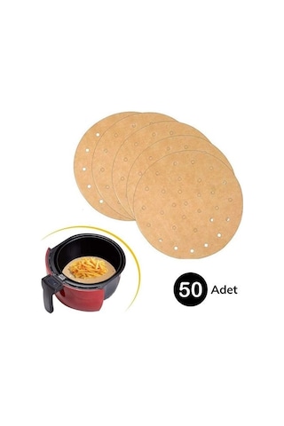 Mcg 50 Adet Air Fryer Pişirme Kağıdı Tek Kullanımlık Gıda Pişirme Kağıdı Delikli Yuvarlak Model
