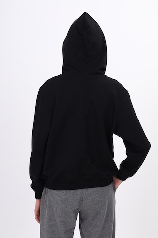 Toontoy Kız Çocuk Oversize Kapüşonlu Cepli Düşük Omuz Baskılı Sweatshirt - 2 İplik Siyah