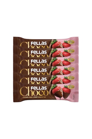 Çikolata Kaplı Meyve Bar Çilek 35gr X6 Çikolata Kaplı Meyve Bar Çilek 35gr X6