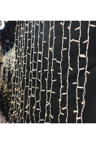 Dış Mekan Eklenebilir 2 Mt Saçak 144 Led 3000k Günışığı Beyaz Çakarlı Yılbaşı Ledi