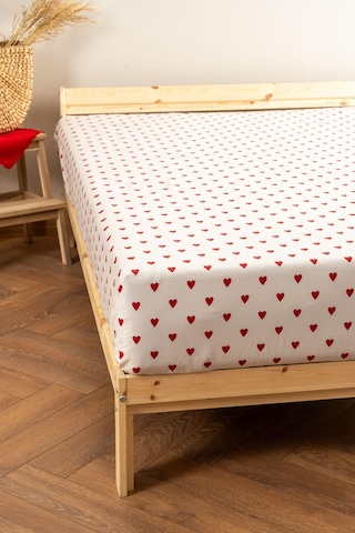 Soley Mix & Match Hearts %100 Pamuk Tek Kişilik Düz Çarşaf Kırmızı