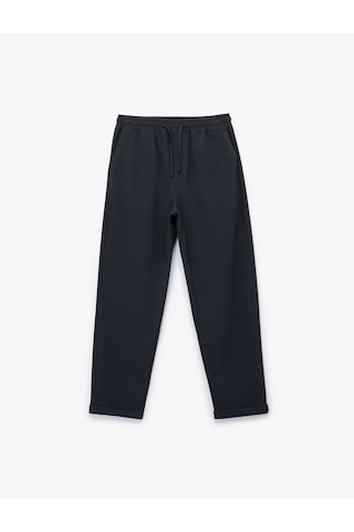 Koton Viskon Karışımlı Cep Detaylı Dokulu Beli Bağcıklı Pantolon Lacivert 6wam40089hw Lacivert