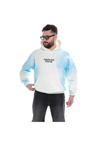 Ice Blue Yazı Detaylı Oversize Sweatshirt Mavi