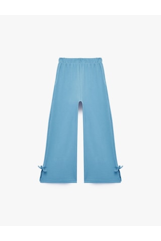 Koton Fiyonklu Pamuklu Beli Lastikli Kaşkorse Geniş Paça Pantolon Mavi 7wmg40105ak