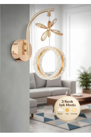 Zero Model Tekli Gold 3 Renk Oturma Yatak Mutfak Çocuk Mutfak Odası Modu Led Aplik Metalik