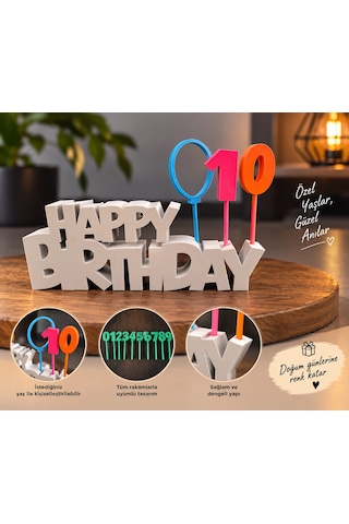 Değiştirilebilir Rakamlı Happy Birthday Doğum Günü Süsü Kişiye Özel Renk Seçenekli 0-99