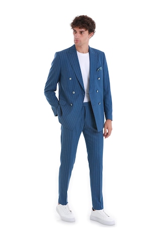 Hatemoğlu Mavi Slim Fit Çizgili Kruvaze Takım Elbise 33223024c014 65 Mavi