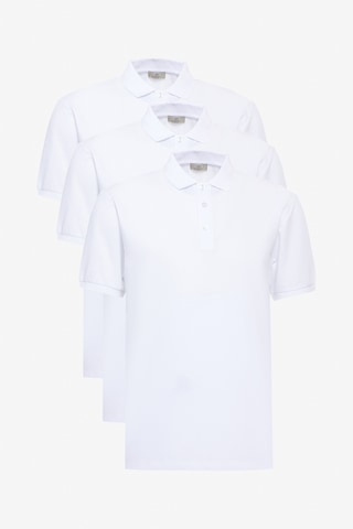George Henry 3'Lü Çekmeyen Pamuklu Kumaş Slim Fit Dar Kesim Kıvrılmaz Polo Yaka Tişört Paketi Beyaz