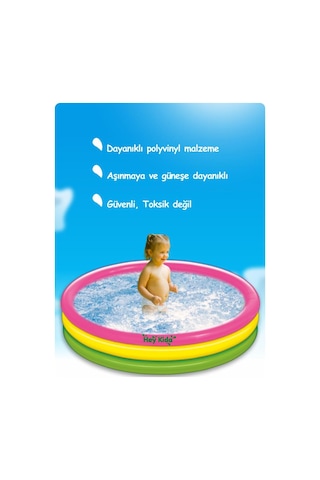 Heykida Şişme Tabanlı 3 Boğumlu Pompalı Havuz 114x25 Cm Mavi - Kırmızı