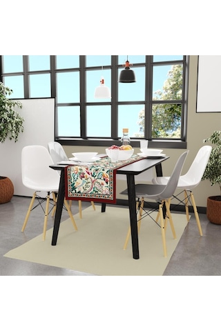 Colorful Leaves Runner 140x45cm Ince Keten, Uluslararası Yıkama Ve Solmama Sertifikası Çok Renkli