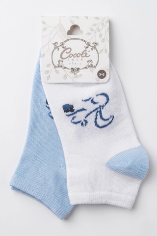 Cocole Socks Erkek Çocuk Patik Çorabı 2 Li Set Beyaz & Mavi Sincap Desenli Çok Renkli