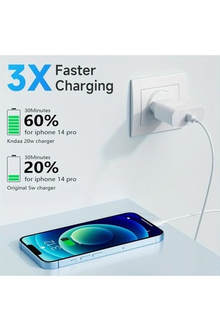 Honeybeeshop İpdone Uyumlu 16 15 14 13 12 11 Xs Xr Hızlı Şarj Cihazı 20w Usb C 1 Adet Şarj Cihazı 2 Adet 2 Metre Kablo