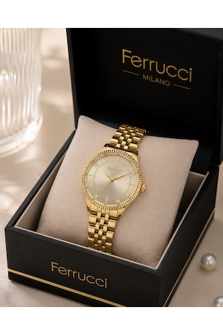 Ferrucci Milano Fc71705 Gold Renk Çelik Kordon&kasa Kadın Kol Saati+bileklik Hediyeli