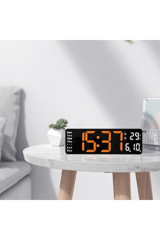 Didadodo Suntek Modern Takvim Göstergeli Ayarlanabilir Parlaklık Dijital Duvar Saati Turuncu, Etkileyici Tasarım Turuncu