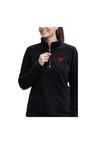 Walke Premium Kadın Yarım Fermuarlı Outdoor Spor Polar Ceket Siyah
