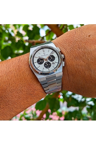 Raymond Kronograf Çelik Erkek Kol Saati Gümüş