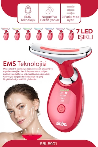 Sinbo Sbı-5901 Yüz Ve Boyun Bölgesi Sıkılaştırıcı - Kırmızı