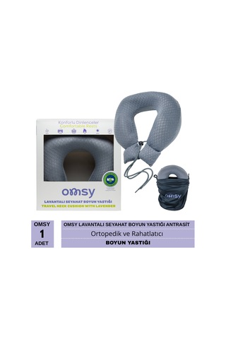 Omsy Lavantalı Seyahat Boyun Yastığı Antrasit 1 Adet