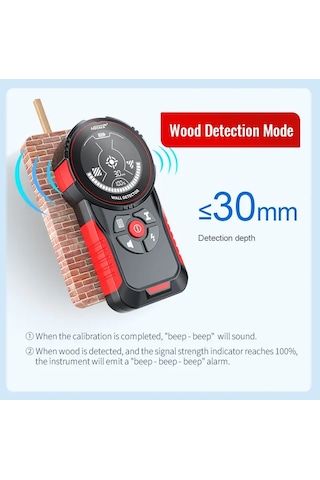 Noyafa Nf-5102 Duvar Tarayıcı Metal Ahşap Ac Kablo Dedektörü Lcd Ekranlı Ip54