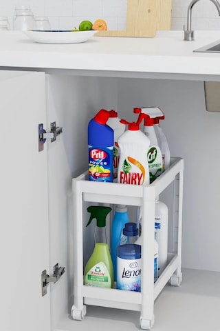 Tezgah Altı Tekerlekli Raf Ünitesi, Beyaz