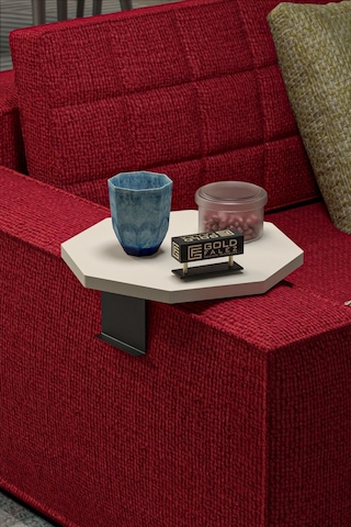 Yan Sehpa Ayarlanabilir Tepsi Dekoratif Modern Tepsi Sekizgen Krem