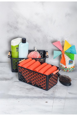 Çok Amaçlı Şık Organizer Plastik Sepet, Buzdolabı Ve Banyo Organizer, 5lt, 27x15x12cm, Siyah